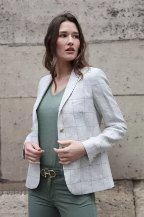 Veste Victoire à carreaux en lin - Beige